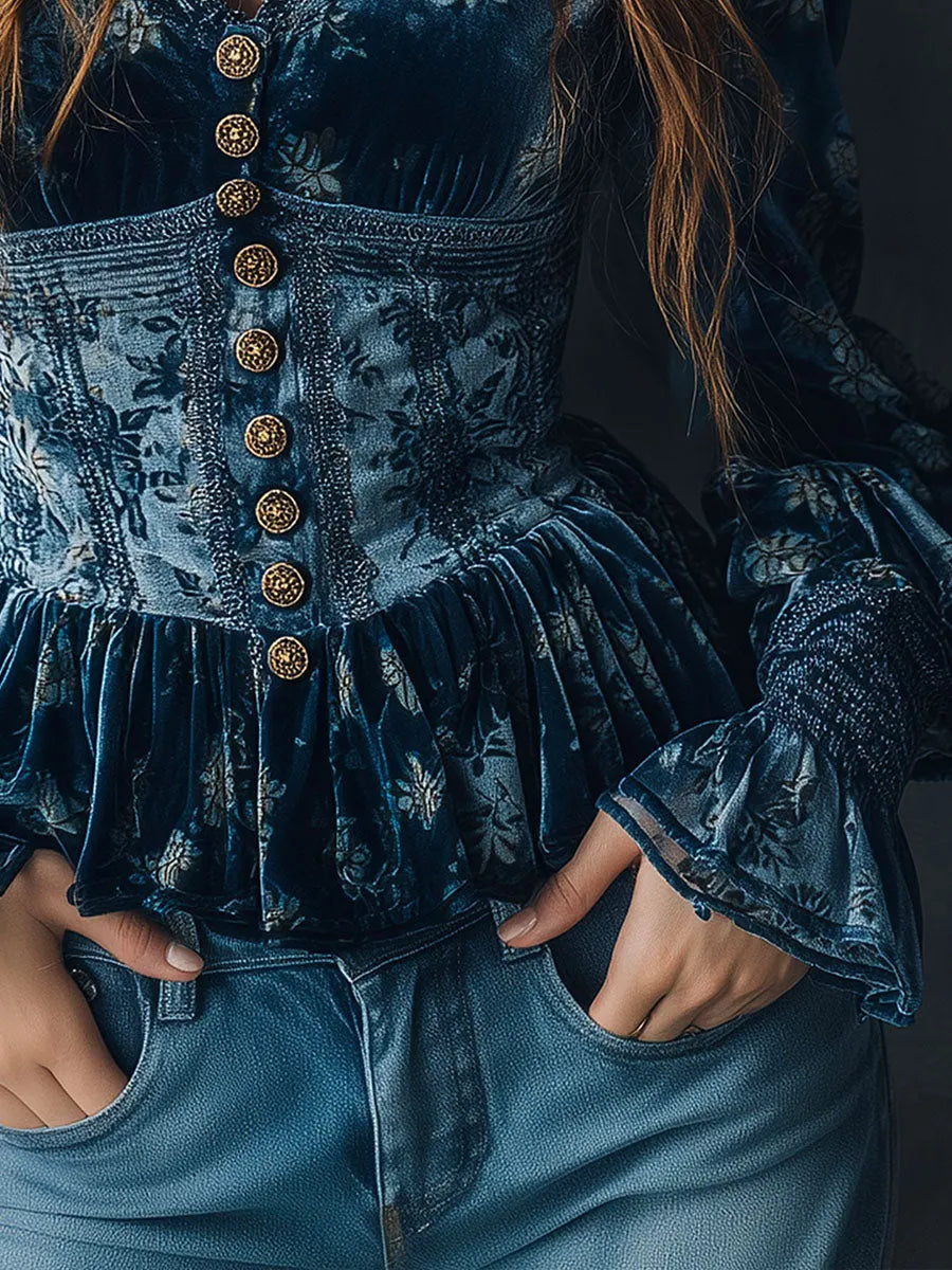 Vintage Blouse in velvet, Unbeatable Price