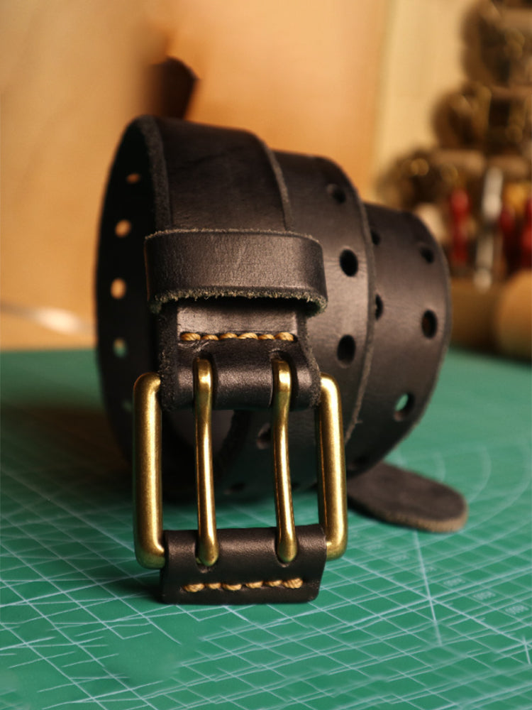 Double Needle Cowhide Vintage Belt