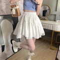 Ruffle White Mini Skirt Elegant Irregular Patchwork Skirt