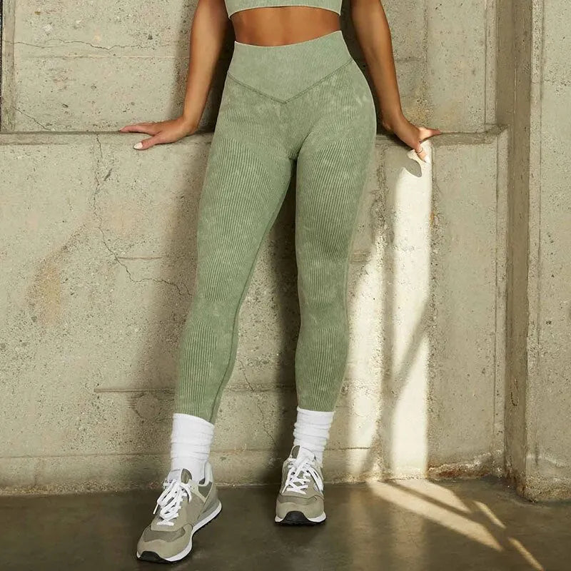 KittenAlarm - Mojoyce Sport Yoga Pants Women Ribbed Seamless Gym Leggings Fitness High Waist Push Up Workout Tights Soli