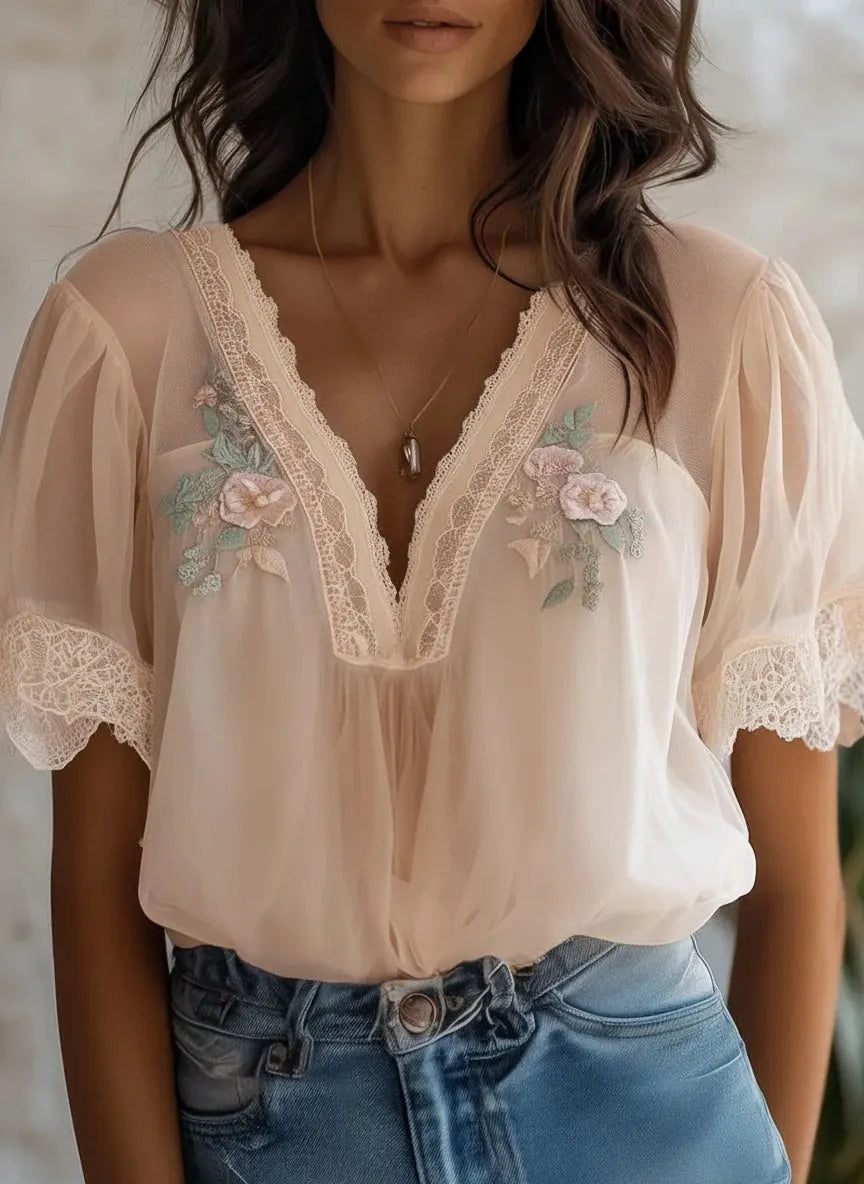 Boho Blouse in chiffon, Premium Look