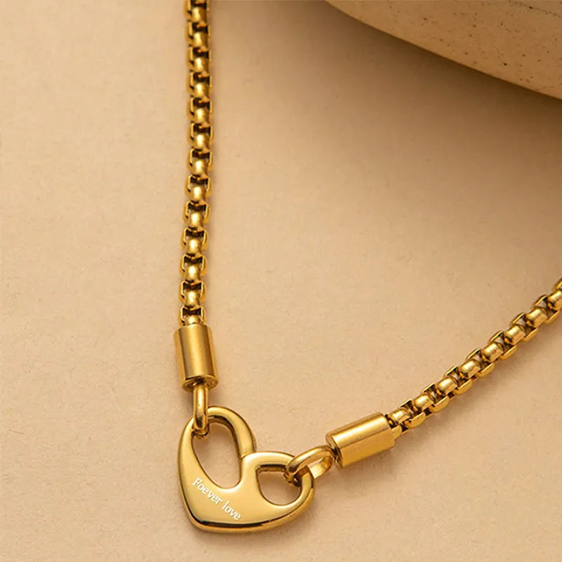 Valentine's Day Titanium Steel Necklace Forever Love Heart Stainless Steel Clavicle Necklace