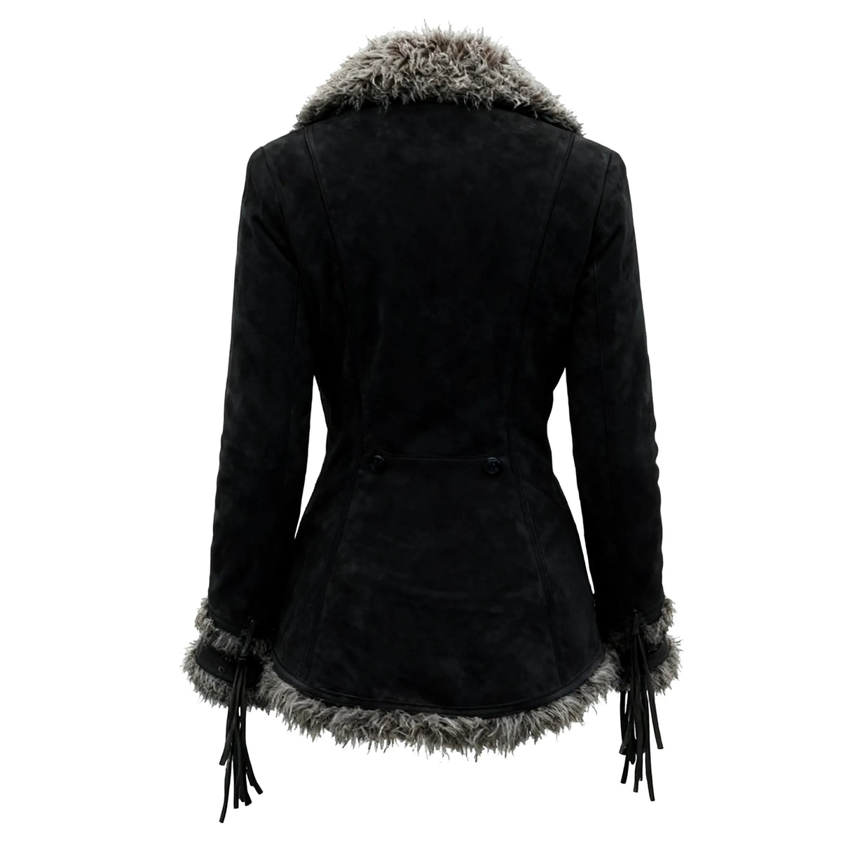 Women's Vintage Suede Coat Fur Collar Lapel Coat Beggar Style Coat