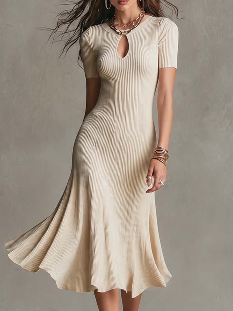 Elegant Midi Dress in soft knit, Affordable Luxury