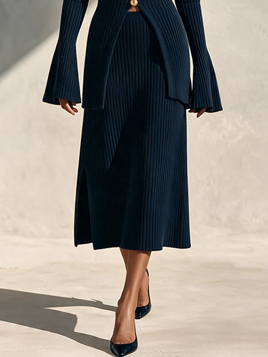 Women's Cut-Out Knit Two-Piece Set With Metal Accents MDZ3188H3ZRK