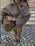 Brown Houndstooth Oversized Jacket