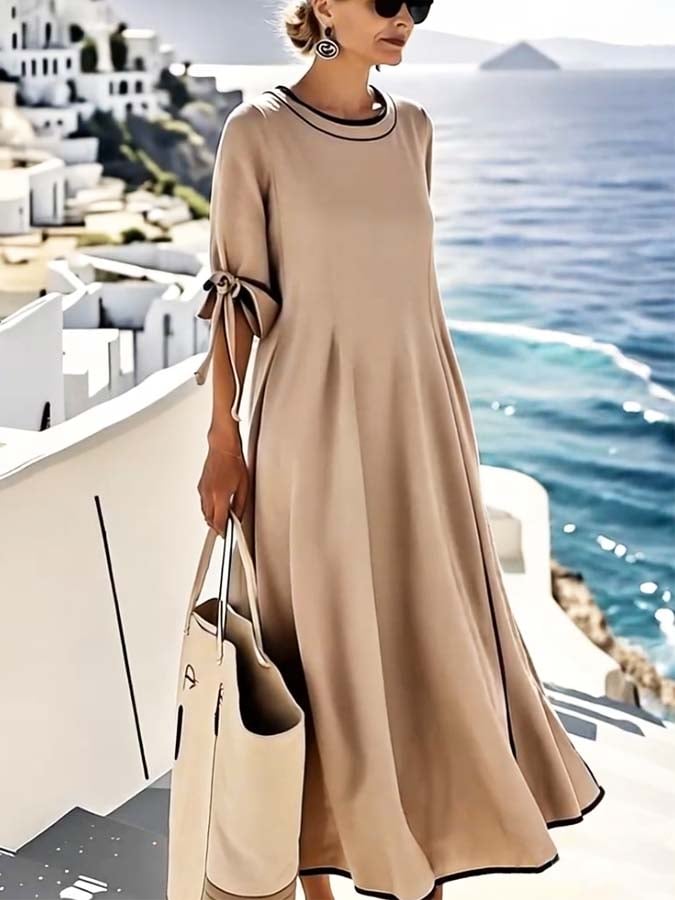 Women'S Loose Striped Knot Dress