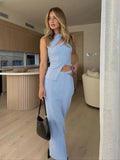 Solid Two Piece Set Maxi Dress