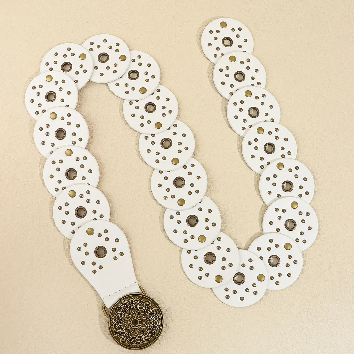 Retro Denim White Pattern Buckle Belt