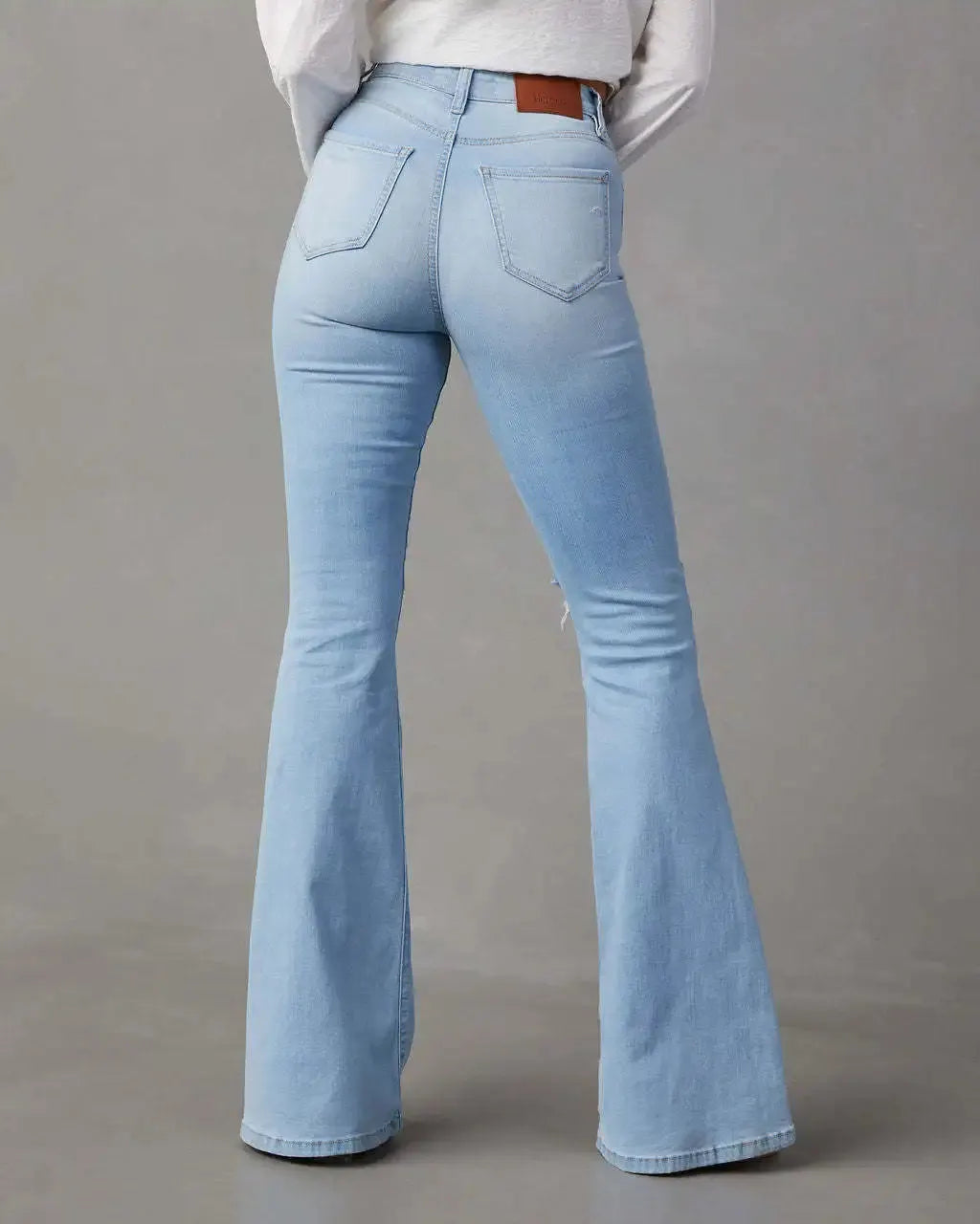 High Waist Flare for Women Fashion Ripped Distressed Denim Woman Bottom Streetwear Ladies Jean