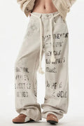 High Waist Letter Straight Jeans