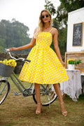 KittenAlarm - Womens 1950s Retro Rockabilly Princess Cosplay Dress with pockets polka dot apron 50's 60's Party Costume 