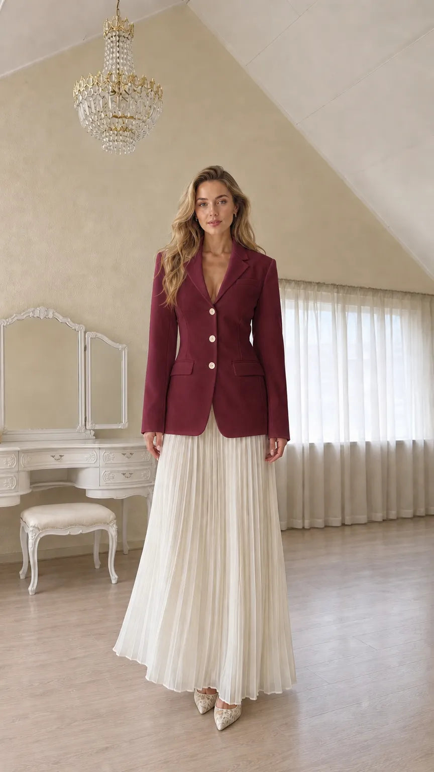 Women's Tailored Single-Breasted Blazer with Structured Lapel