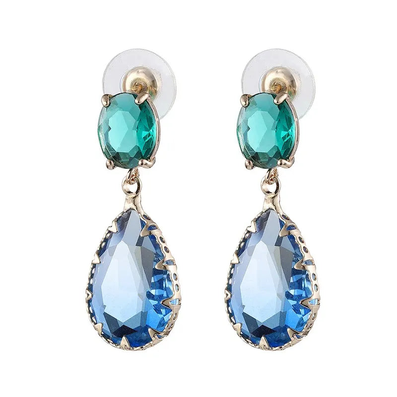 Water Drop Green Blue Earrings