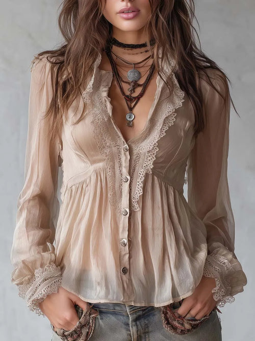 Vintage Shirt in chiffon, Premium Look