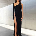 Asymmetric Slit Club Party Outfits Maxi Dress