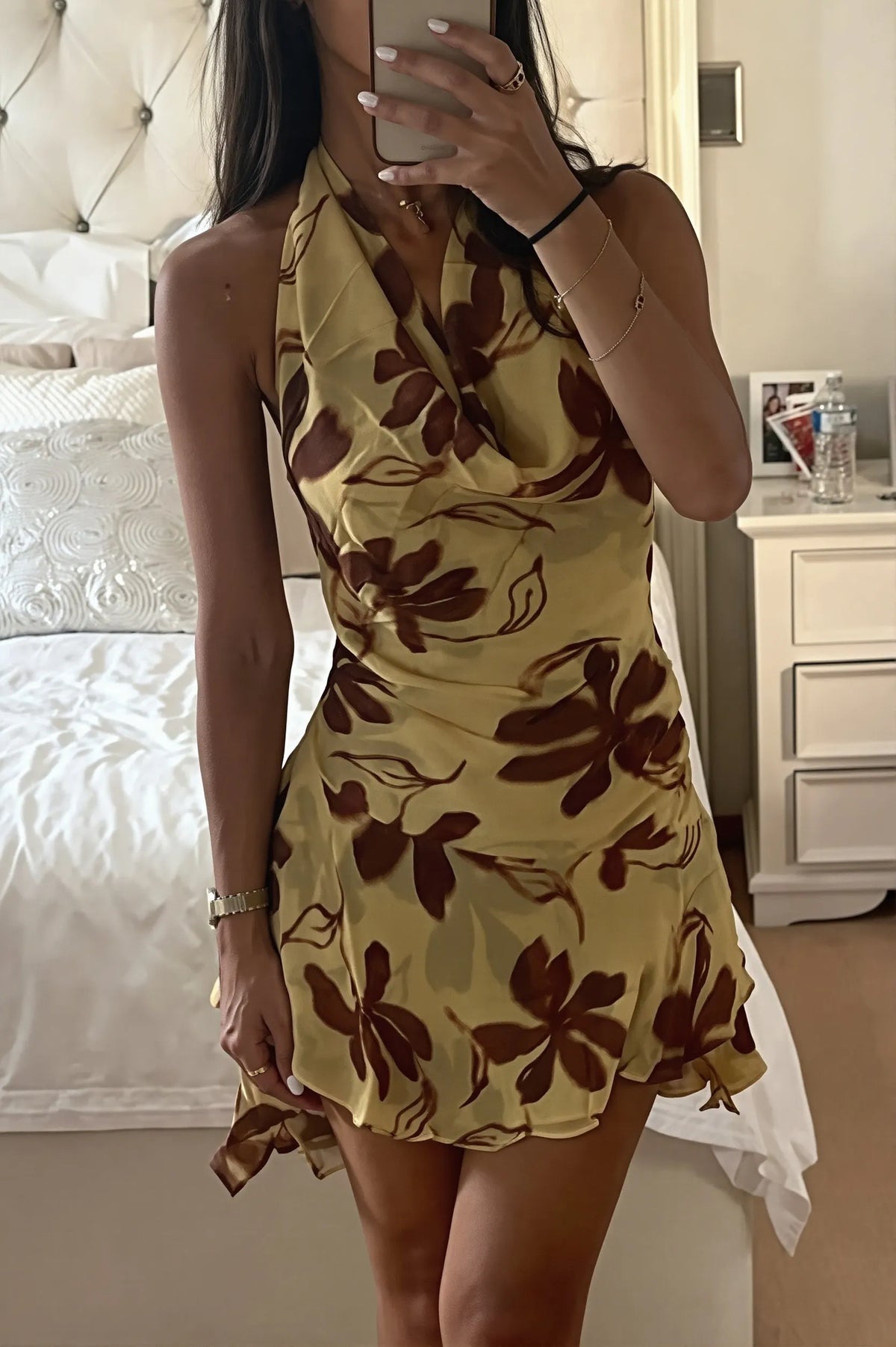 Vacation Halter Floral Backless Mini Dress