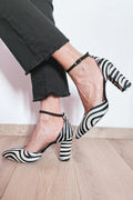 ZEBRA PRINT PUMPS WITH ANKLE STRAP