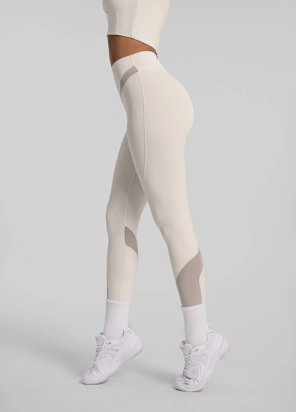 Breathable Mesh-Panel Zip-Front Leggings