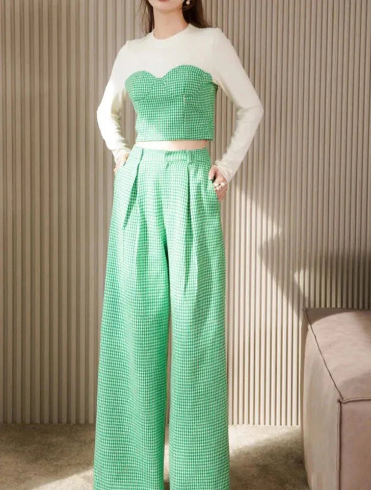 KittenAlarm - Iviana Long Sleeves Top & High Waist Pants 2 Piece Set