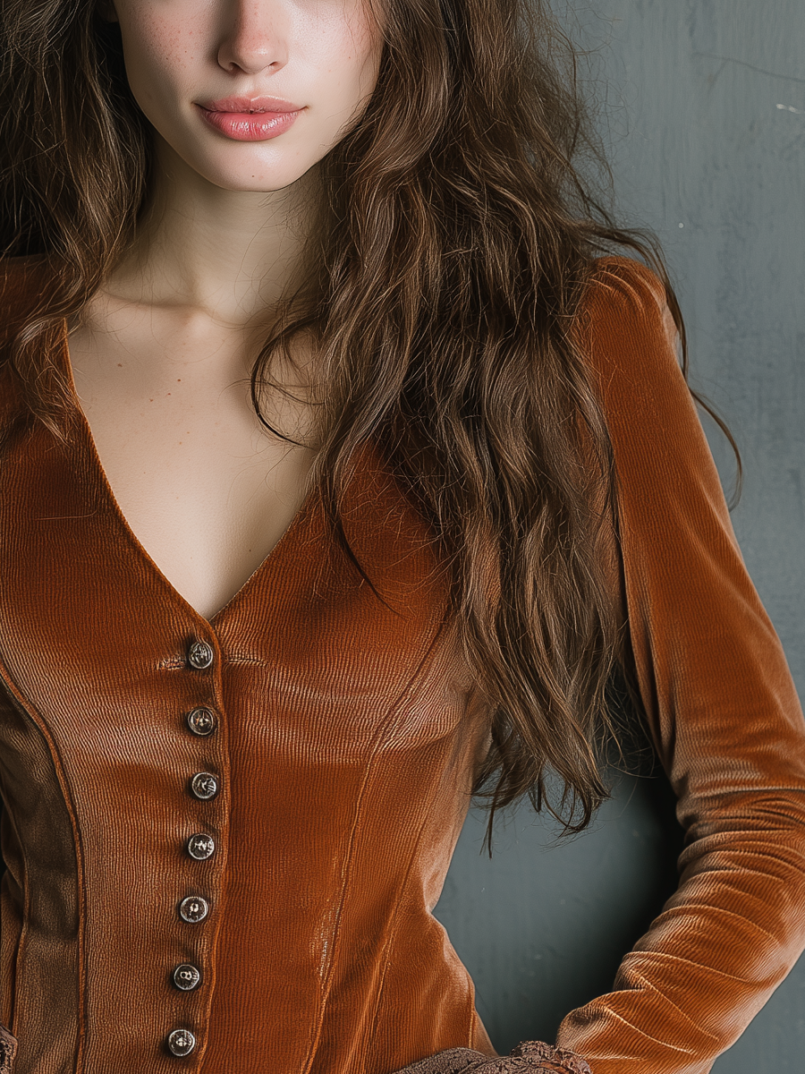 Vintage Blouse in velvet, Designer Aesthetic