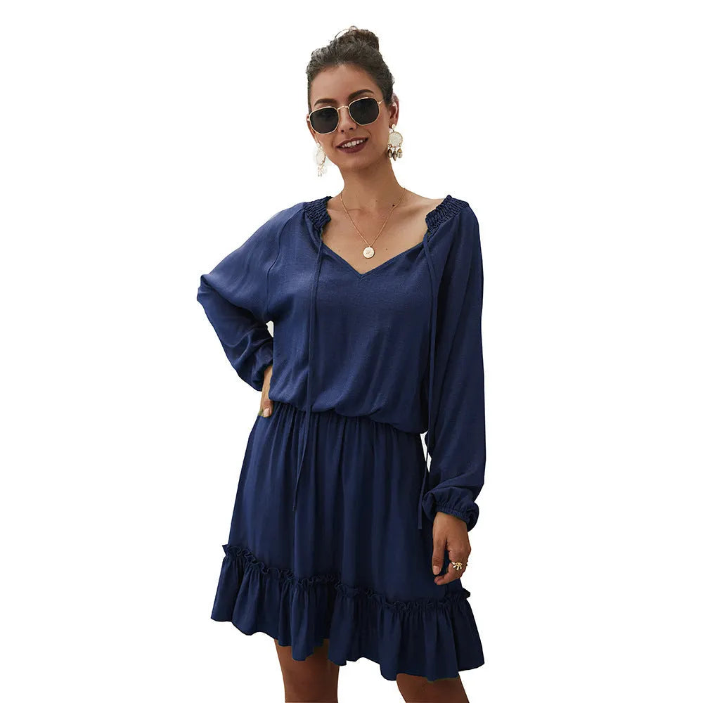 Marta Ruffle Tiered Dress - Navy