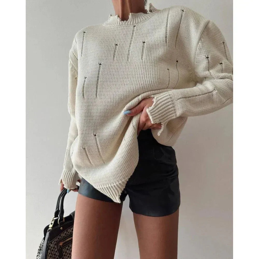 Ripped Y2K Casual Long Sleeve Sweater