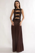 Dioris Sequin Maxi Dress Chocolate