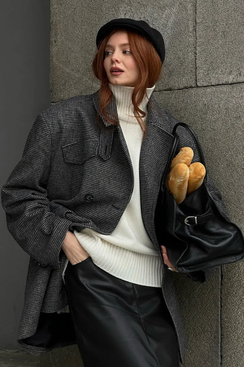 Double Breasted Wool Blazer Coat