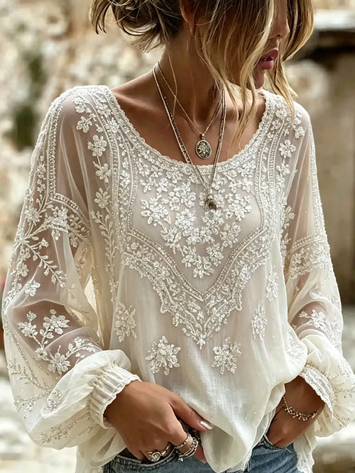 Retro Top in linen, Designer Aesthetic