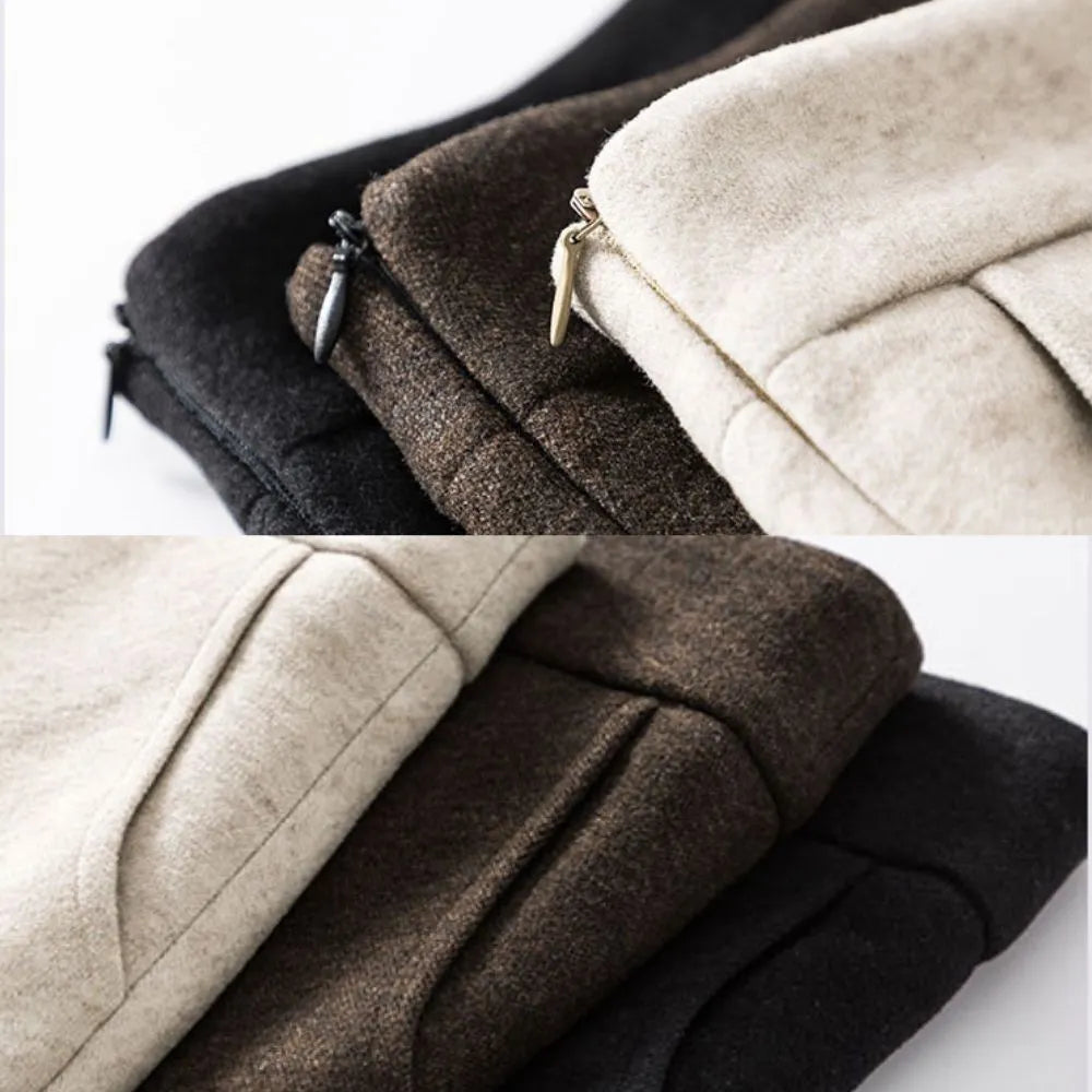 Brown Wool A-Line Midi Skirt - High Waist Winter Essential 3861