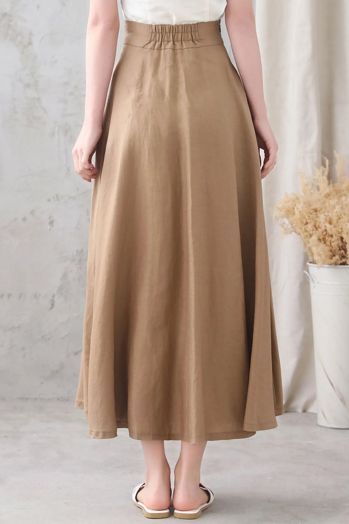 Handmade Women Linen A Line Long Skirt 3334