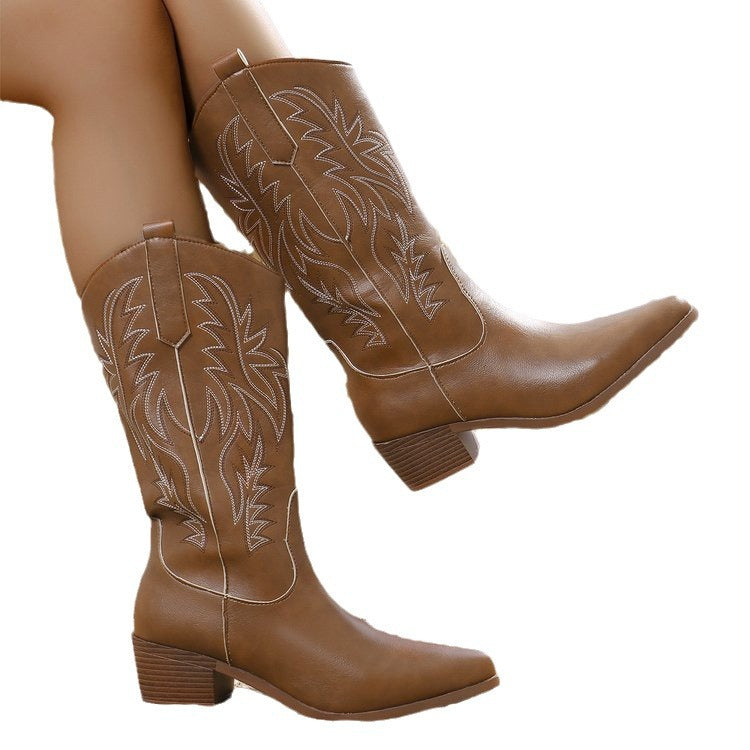 Cowboy Carter Outfits Women's Embroidered Knight High Western Boots