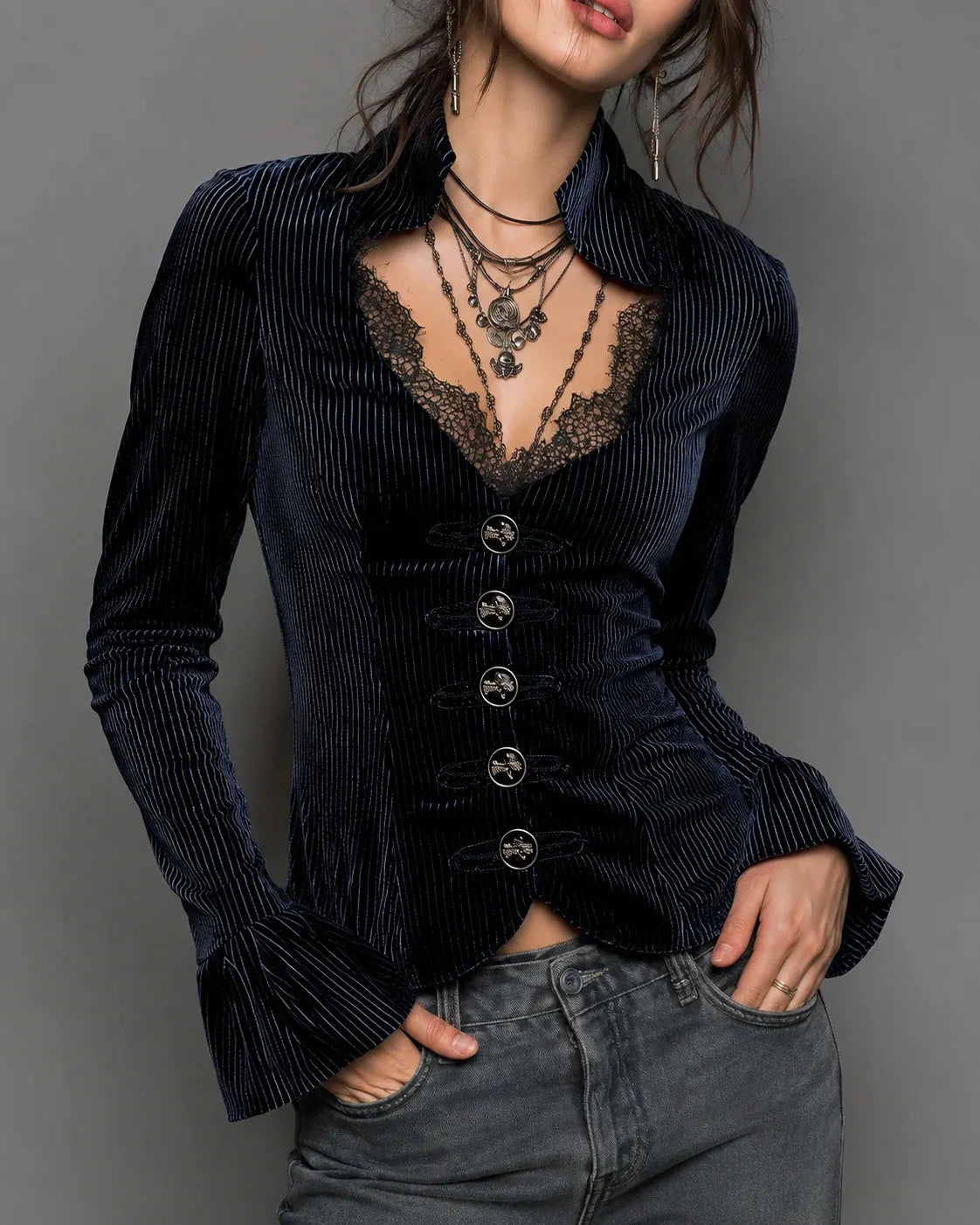 Vintage Shirt in velvet, Designer Aesthetic