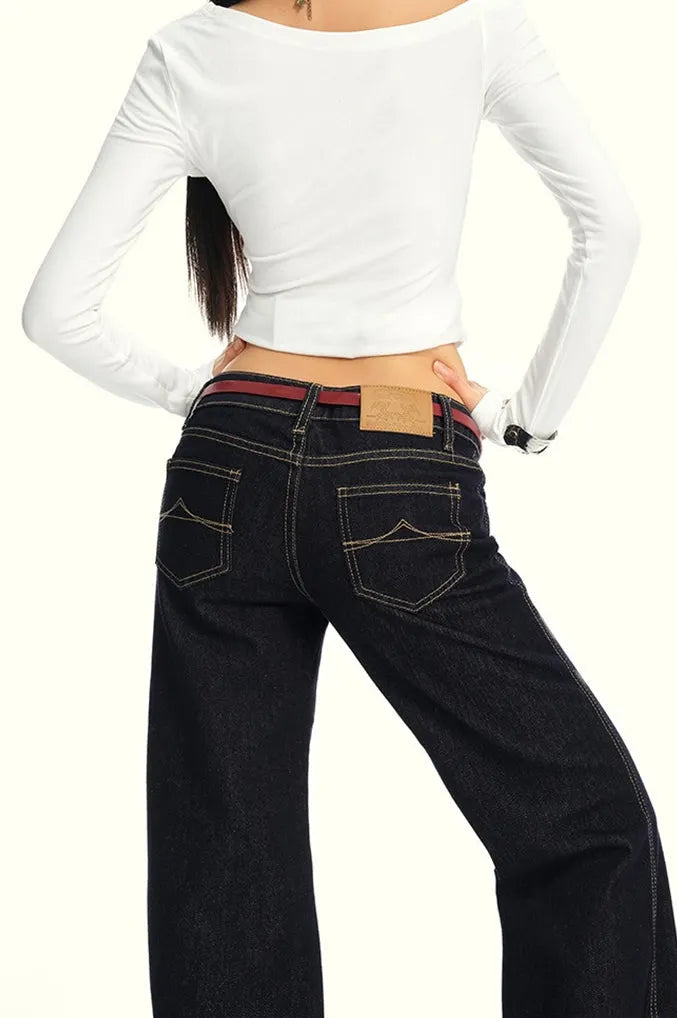 Low Rise Dark Blue Flare Jeans
