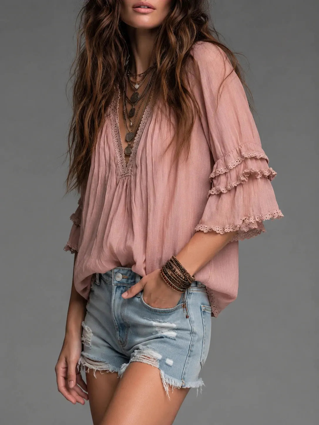 Retro Blouse in linen, Premium Look