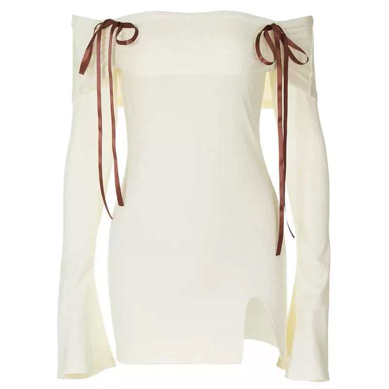 Off Shoulder Ribbed Mini Dress