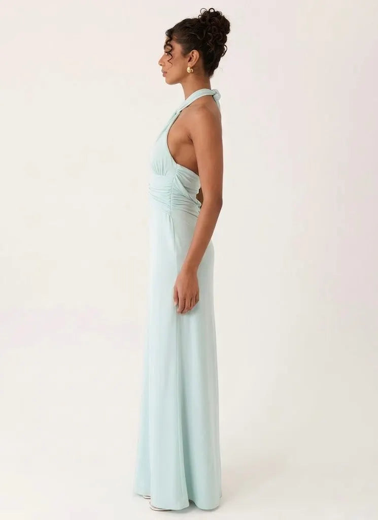 Samaria Halter Maxi Dress Blue