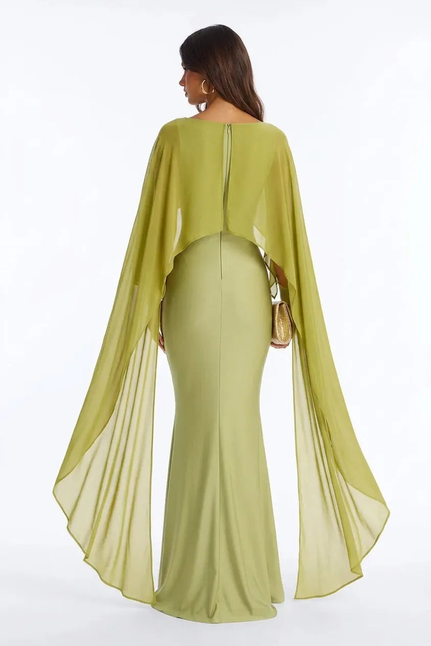 Aveline Cape Sleeve Mermaid Gown