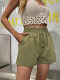 KittenAlarm - High Waist Slant Pockets Button Detail Shorts