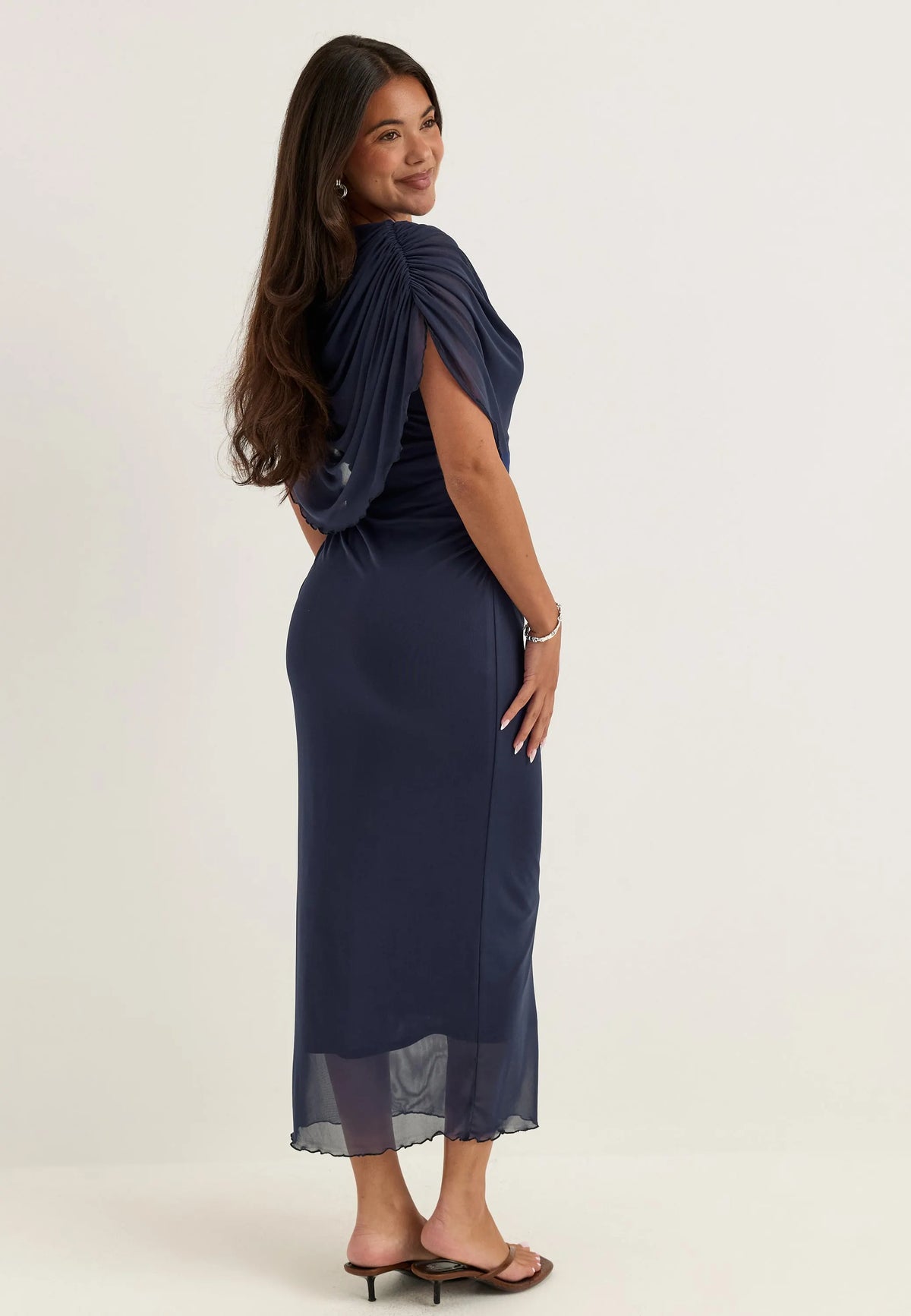 Cape Mesh Ankle Dress