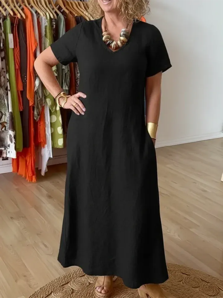 Elegant Midi Dress in linen, Affordable Luxury