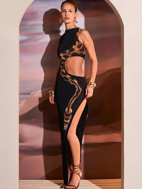 Elegance Meets Seduction: Slim-Fit Split-Back Maxi Dress