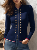 Retro Double-breasted Decorative Button-down Knit Cardigan