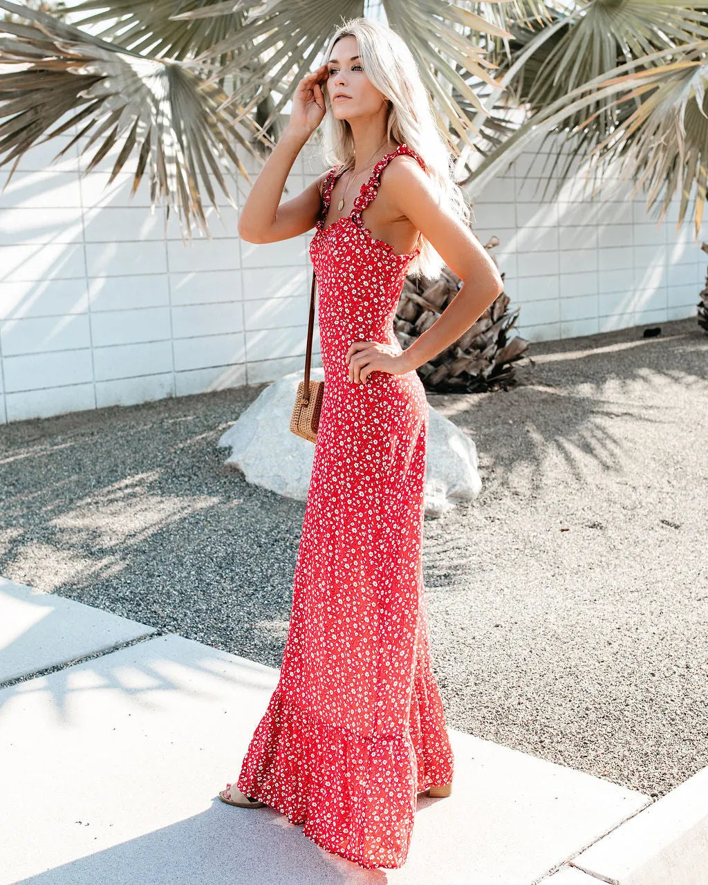 My Fair Lady Floral Ruffle Maxi Dress