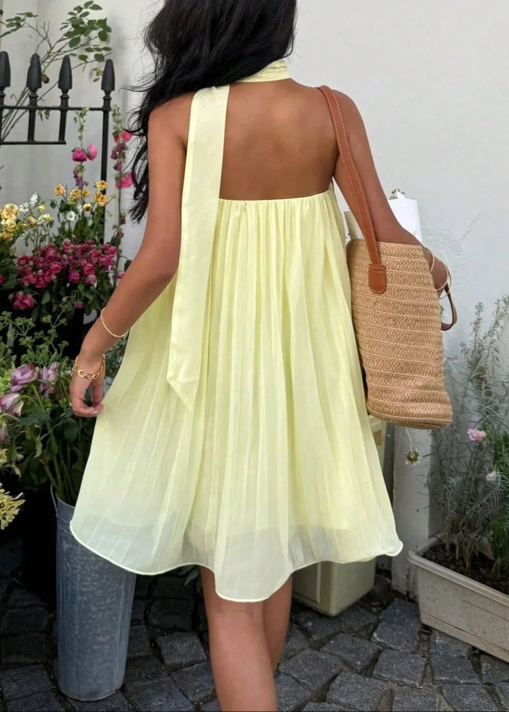 Chiffon Cutout Back Elegant Mini Dress