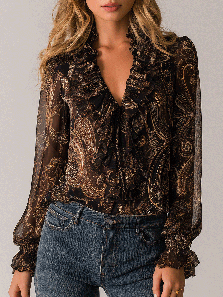 Vintage Blouse in chiffon, Designer Aesthetic