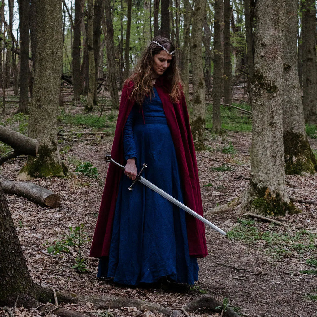 Red Linen Hooded Cloak – Handmade Vintage Cape with Influencer Picks 3288