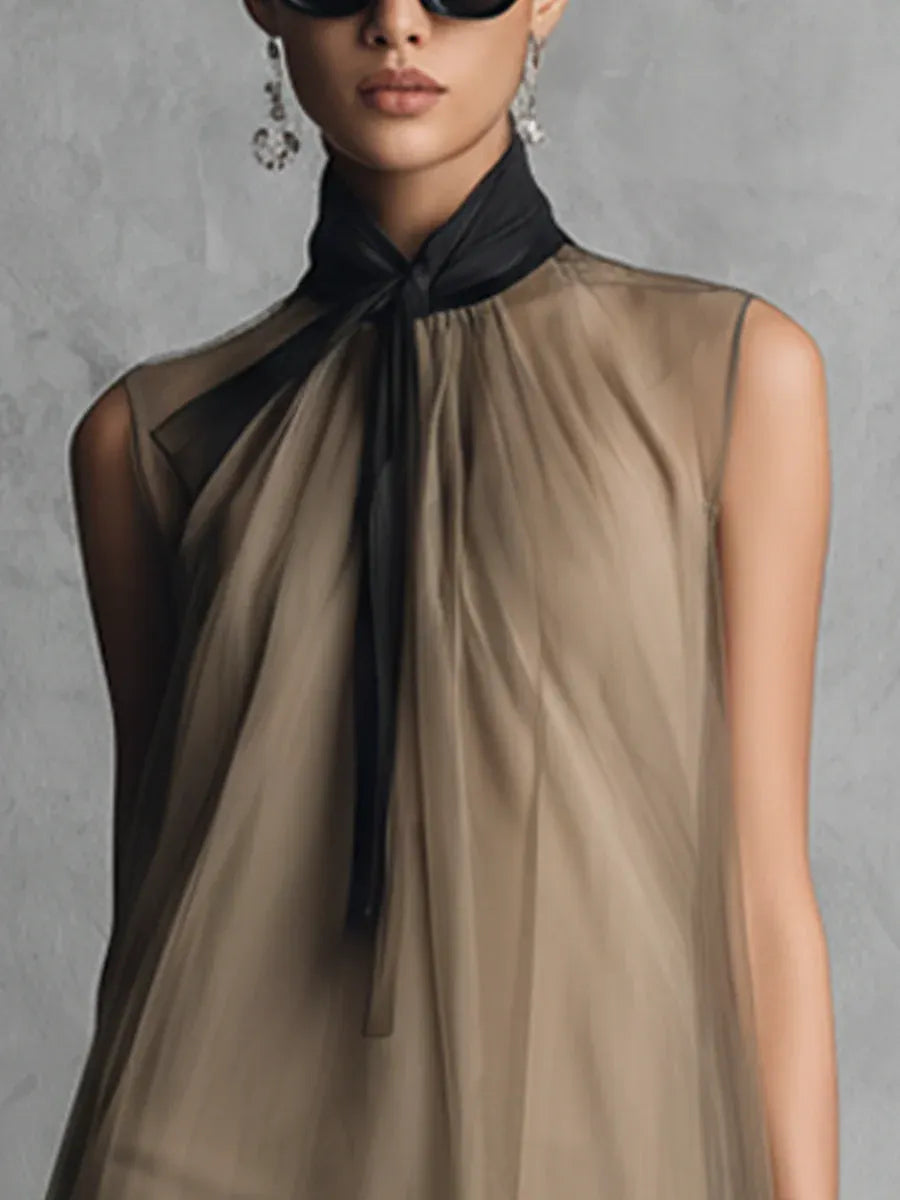 Chic Midi Dress in chiffon, Designer Aesthetic