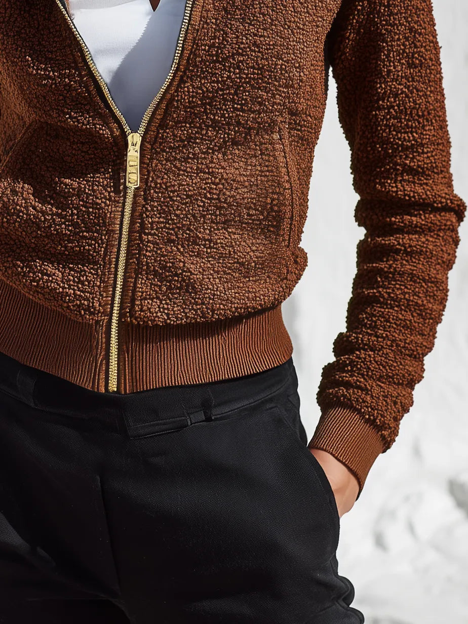 Retro Casual Stand-up Collar Sherpa Jacket